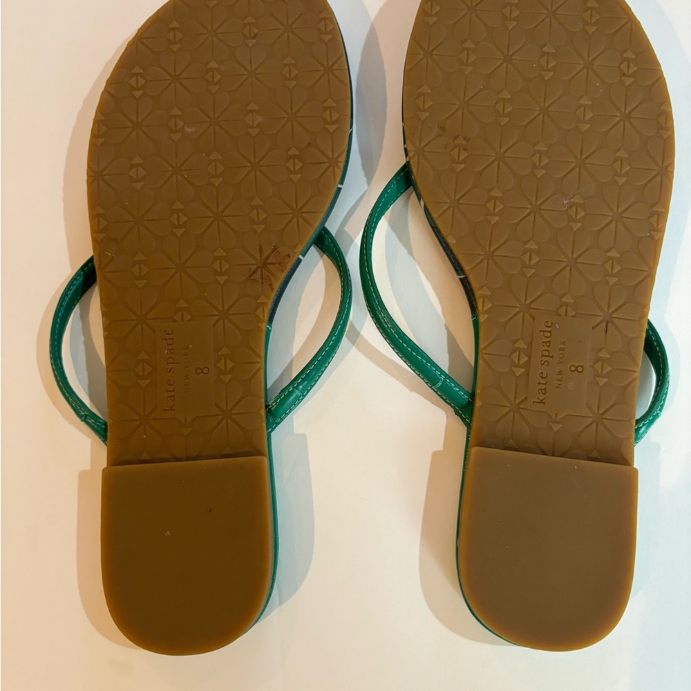 KATE SPADE Sz 8 Green Sandals with Tropical Design - Picture 4 of 10